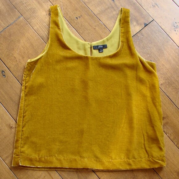 J. Crew Velvet Sleeveless Tank Top Boxy Mustard Yellow Gold Size 2 Small - Picture 5 of 14